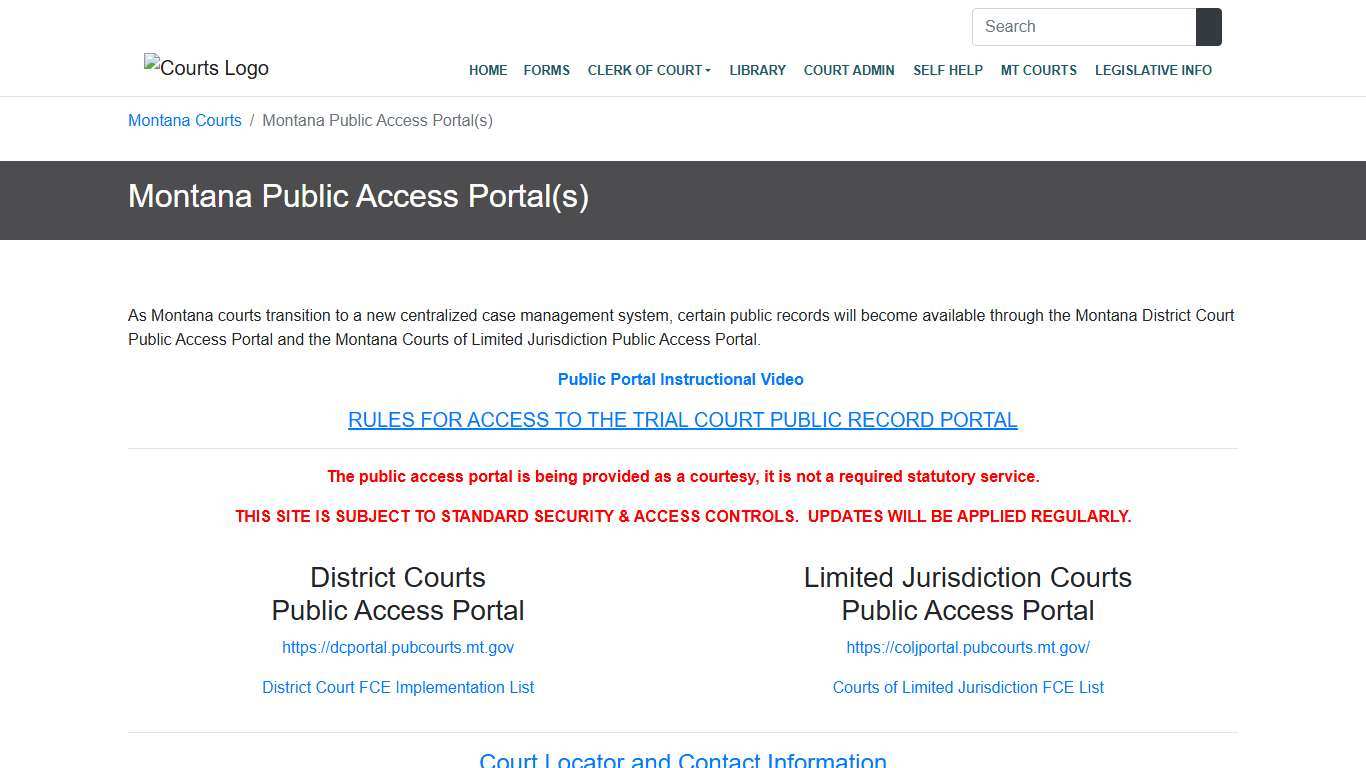 Montana Public Access Portal(s)